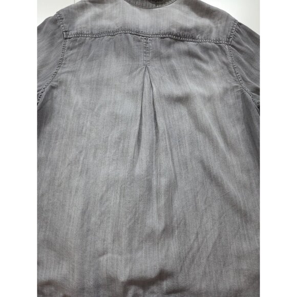 Bella Dahl Top Womens L Gray Chambray LS High Low Hem Grunge Boho Hippie Western - Picture 12 of 15